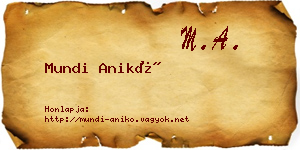 Mundi Anikó névjegykártya